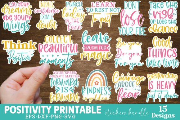 Download Positivity Printable Stickers Bundle - Positivity Collection