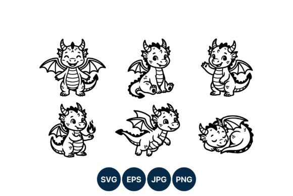Download Cute Baby Dragon Vector Art Set - Premium Resources