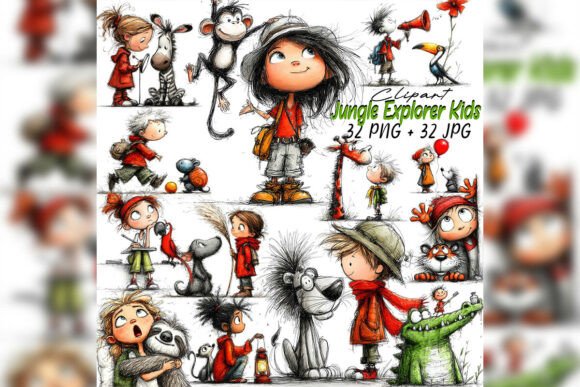 Download Whimsical Jungle Explorer Kids Clipart - Kids clipart Collection