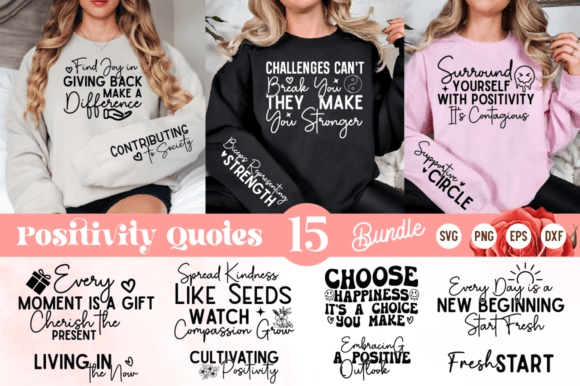 Download Boho Positivity Sleeve SVG Bundle - Positivity Collection